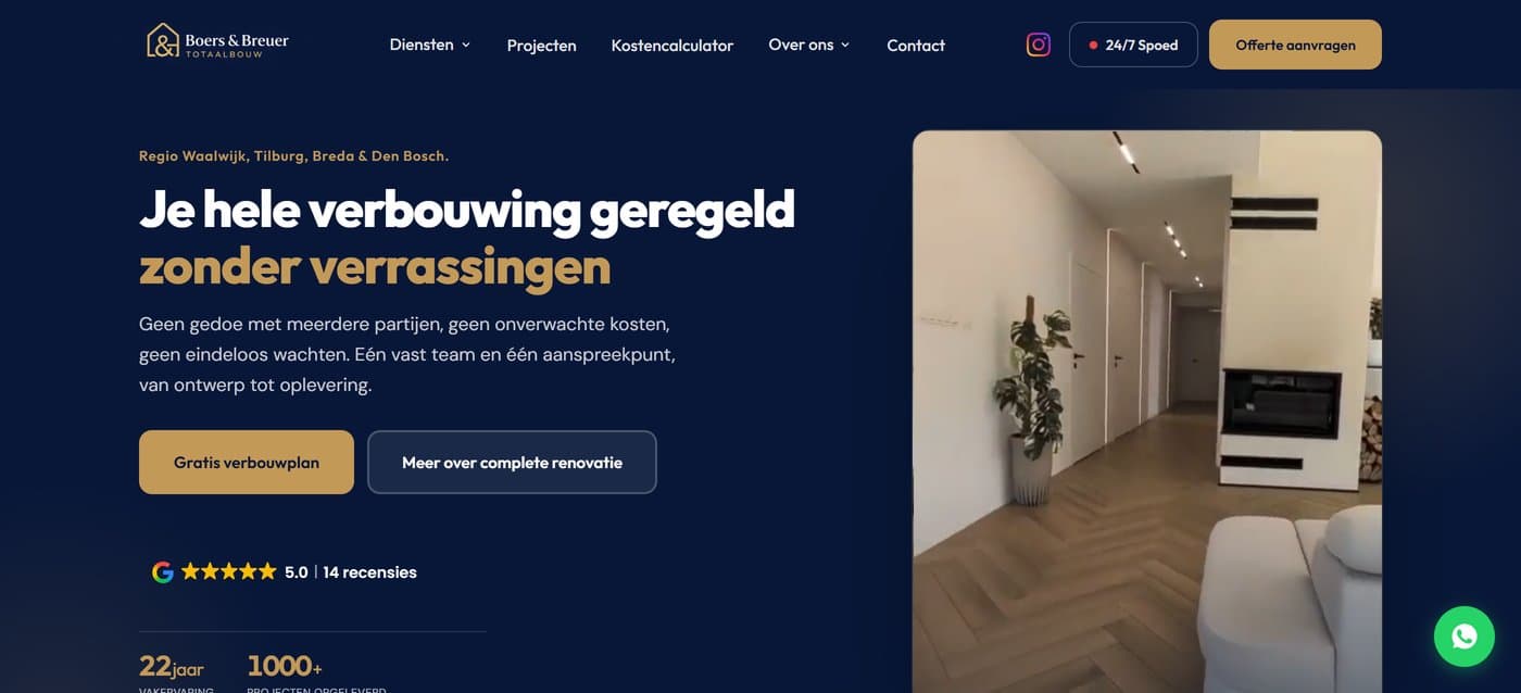 De website van Boers & Breuer Totaalbouw