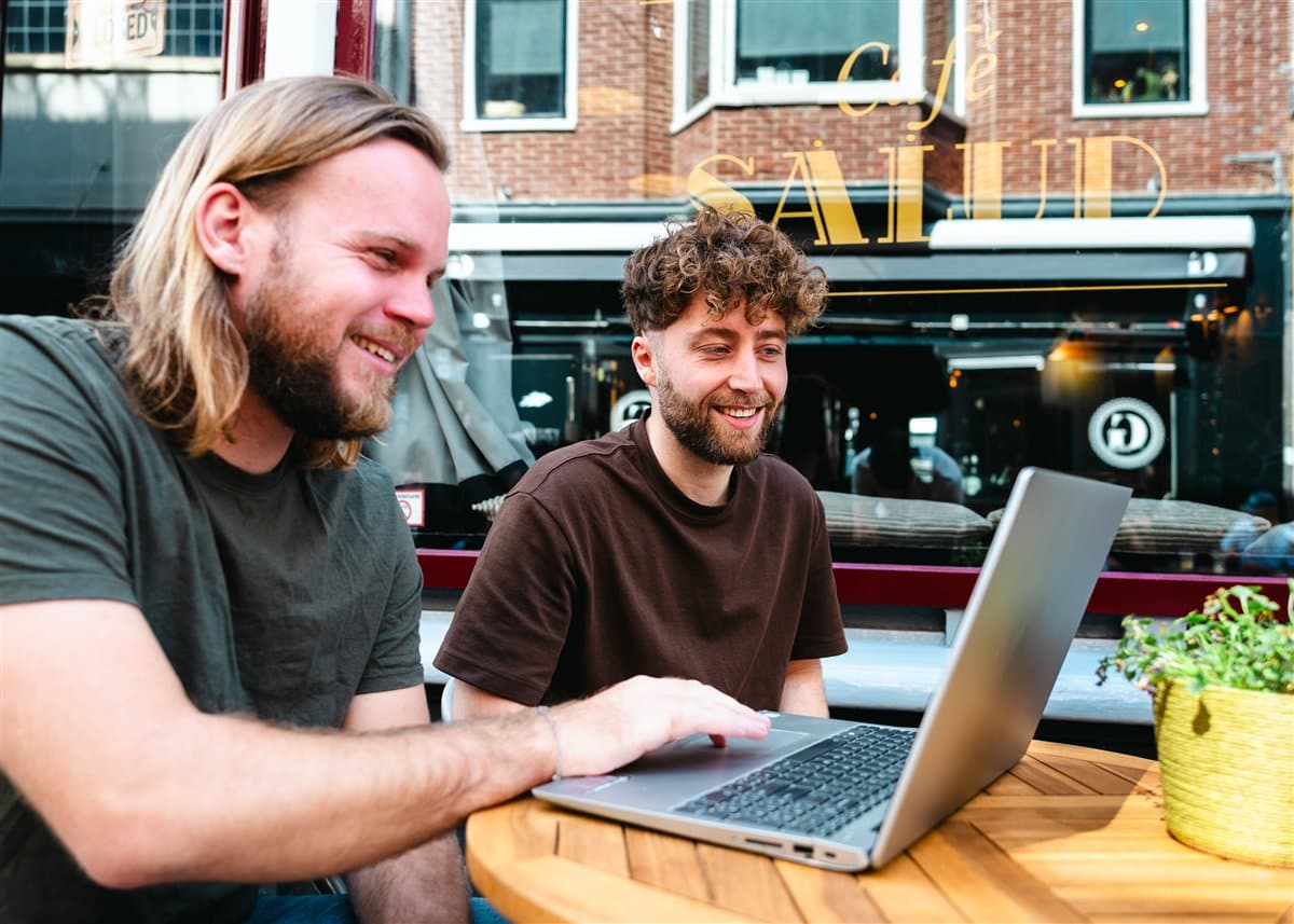 Stijn and his partner Daniel at work for Boost Your Language