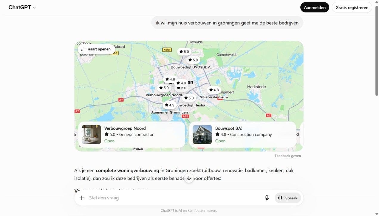 ChatGPT raadt Verbouwgroep Noord aan voor verbouwen in Groningen