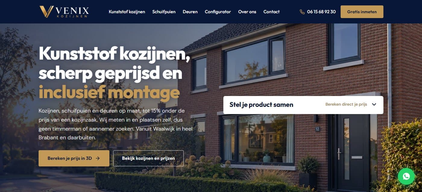 De website van Venix Kozijnen
